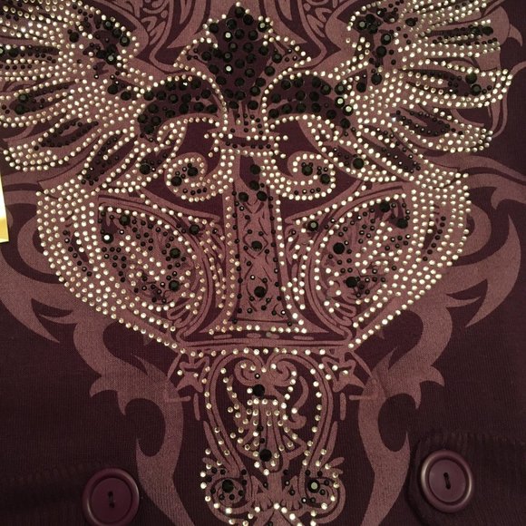 RARE FIND y2k deep purple dereon sweater dress with crystal details! - Picture 9 of 16